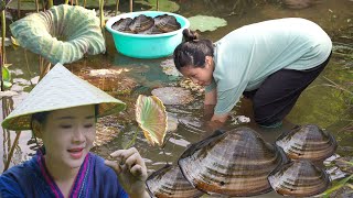 Dianxi Xiaoge Inspires Me  Catch River Mussels And Make Raw Mussels Grilled With Onion Fat [upl. by Enneles]