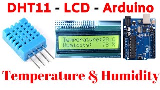 DHT11 Temperature and Humidity Sensor Arduino CODE with 16x2 LCD [upl. by Ehrlich]