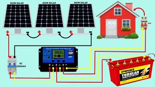 Solar Panel Connection for Home with Battery  Mini Solar Panel Makig at Home [upl. by Rozek]