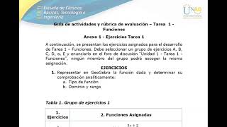 Tarea 1  FuncionesAnexo 1  Ejercicios Tarea 1 [upl. by Anilave633]