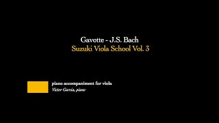 7 Gavotte  JS Bach  SUZUKI VIOLA BOOK 3 PIANO ACCOMPANIMENT [upl. by Loma]