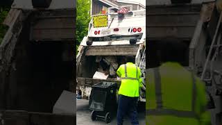 Rear Loader Garbage Truck Dumping a 32 Toter garbagetruck [upl. by Kaitlin57]