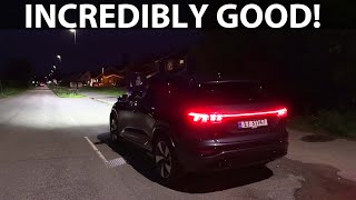 Audi Q6 etron LED Matrix headlights test [upl. by Macdermot]