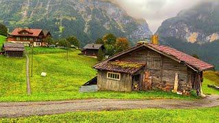 Switzerland Countryside  Rainy walk in Switzerlands most beautiful villages  rain ambience [upl. by Saw]