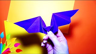 ХЭЛЛОУИН ЛЕТУЧАЯ МЫШЬ ОРИГАМИ цветная бумага  HALLOWEEN BAT ORIGAMI colored paper [upl. by Lewellen855]