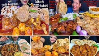 Asmr Eating Spicy Mutton Curry Spicy Egg Curry Butter Naan Missi Roti Aloo Naan Pakoda [upl. by Aelc]