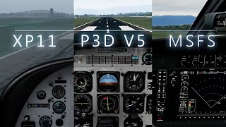 QUICK COMPARISON  XP11P3DV5MSFS  LANDING CESSNA CARAVAN SBJV RWY33 [upl. by Cutcliffe]