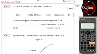 AQA GCSE Physics 2018 Paper 1 Q5 Higher Tier Past paper Questions walk through Topic Electricity [upl. by Orsa39]