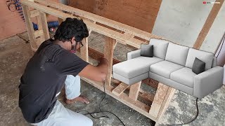 DIY SHOCKER Make Your Own L Shaped Sofa FramequotHow To make L shape Sofa Frame L shape Sofa Make [upl. by Treacy]