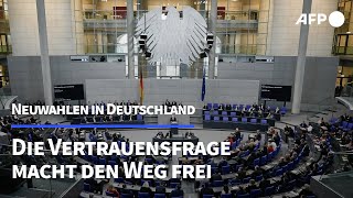 Die Vertrauensfrage macht den Weg für Neuwahlen frei  AFP [upl. by Fabrianna]