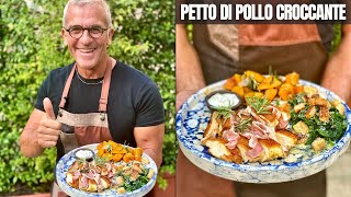 PETTO DI POLLO CROCCANTE IN PADELLA  Ricetta di Chef Max Mariola [upl. by Ymassej701]