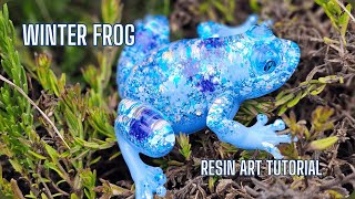 Winter themed RESIN FROG  Resin Art Tutorial  Resin for Beginners [upl. by Zerk]