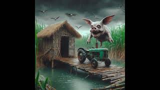 Scary Flying Pig Destructs Hut At Sugarcane Farm With Bamboo Bridge 239 [upl. by Anak219]