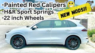 Porsche Cayenne Lowering Springs and Painted Calipers [upl. by Nellda847]