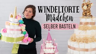 Windeltorte Mädchen  Glückwunsch zur Geburt 👶🏽 DIY Babygeschenk zur Taufe 🍼🎁Teil 2 [upl. by Nnaael557]