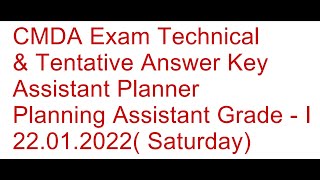 CMDA  Planning Assistant Grade  I  Technical Paper 22012022 100 pm  300 pm Tentative Key [upl. by Anjela]