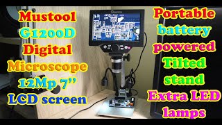 Mustool G1200D Digital Microscope 12Mp 7 LCD with anti glare LED light [upl. by Kellen]