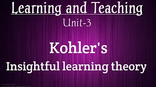 Insightful learning theory of Kohler [upl. by Filippa]