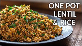 One Pot Lentil and Rice Recipe Inspired by Lebanese Mujadara 🇱🇧 Easy PlantBased Recipes for Vegans [upl. by Kinimod]