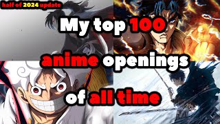 MY TOP 100 ANIME OPENING OF ALL TIME UPDATED [upl. by Olpe]