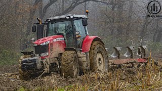 2x Massey Ferguson 7722 7722 S  Mokrá orba 2020  Ploughing in mud  Frýdlantská zemědělská as [upl. by Fleurette]