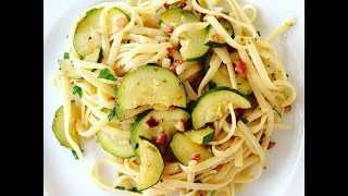 Italian Pasta with Zucchini  Spaghetti or Linguine traditional Toscana Recipe [upl. by Adile]