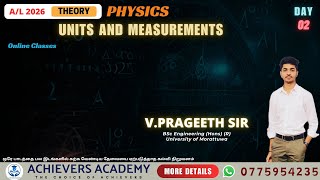 AL 2026 THEORY  PHYSICS UNITS amp MEASUREMENT DAY 02  PhysicswithPrageeth  ACHIEVERS ACADEMY [upl. by Delores964]