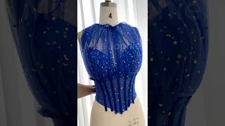 Making a corset long sleeves royal blue mini dress prom wedding hautecouture sewing dressmaking [upl. by Kunkle531]