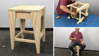 Banqueta de Madera Fácil de hacer  Tutorial de carpintería [upl. by Edrock]