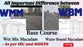 difference between WMM and WBM  flexible pavement layer  Wet Mix Macadam and water Bound Macadam [upl. by Bernadine]