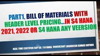 PART1 BILL OF MATERIALS with header level pricing IN S4 HANA 2021 2022 OR s4 hana ANY VEERSION [upl. by Ahsitneuq]