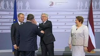 Here comes the dictator Junckers cheeky welcome for Hungarian PM [upl. by Zetnahs468]