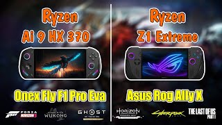 Onex Fly F1 Pro Eva amp Asus Rog Ally X  Ryzen Ai 9 HX 370 vs Z1 Extreme  890M amp 780M [upl. by Gardal335]