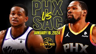 Phoenix Suns vs Sacramento Kings Full Game Highlights  January 16 2024  FreeDawkins [upl. by Nitaj]