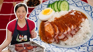 Chinese BBQ Pork Char Siu Rice  Thai Style Kao Moo Dang [upl. by Wiatt]