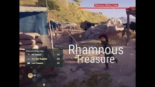 Assassins Creed Odyssey  Rhamnous military Camp  Loot treasure Burn War supplies [upl. by Gilson566]