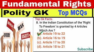 Fundamental Rights  All Important Article of Fundamental Rights  Articles  Polity Gk MCQs SSC [upl. by Ateerys281]