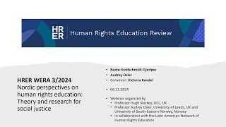 HRER WERA 32024 Nordic perspectives on human rights education [upl. by Ahsikat]