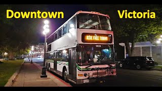 Night Bus Ride in Downtown Victoria  Douglas Street  Double Decker Bus 50 [upl. by Raman]