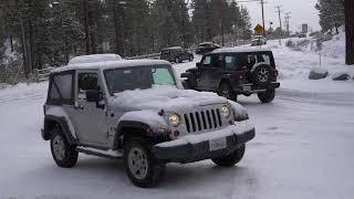 Cars sliding on Maple Lane after recent snowfall in Big Bear CA [upl. by Enneirb]