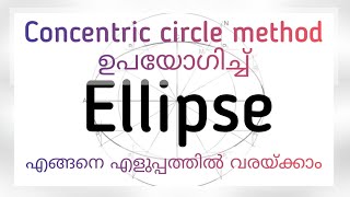 How to draw Ellipse using concentric circle method മലയാളത്തിൽ കേട്ടാലോ [upl. by Thilda]