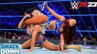 Becky Lynch Vs Charlotte Flair Vs Carmella Womens WWE SmackDown 2K23 Full Match [upl. by Artinad]