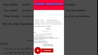 linear equations in two variables class 10 All Formulas of LINEAR EQUATIONS shortshortfeed [upl. by Bevis]