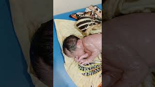 Vernix Cleaning of new baby Born With Liquid Parafin Oil Good Cleaning [upl. by Pang]