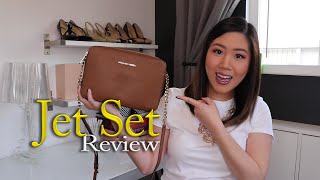 MICHAEL KORS Jet Set Crossbody Review  What Fits Inside  Whats In My Bag  Large Saffiano Leather [upl. by Mona]