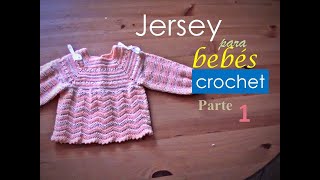 JERSEY bebes a CROCHET parte 1 canesú y mangas diestros [upl. by Spearing]