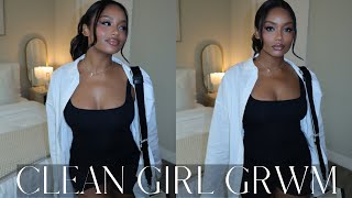 CLEAN GIRL GRWM  MAKEUP HAIR OUTFIT [upl. by Asyl]