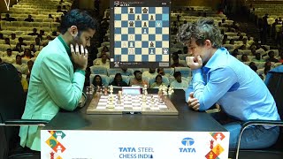 Magnus big clash against indian number 1  Magnus Carlsen vs Arjun Erigaisi  Tata Steel Chess 2024 [upl. by Joab]