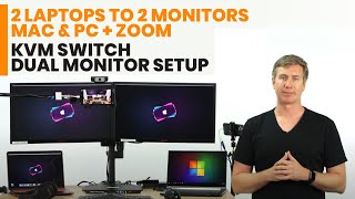 KVM Switch Dual Monitor Setup – 2 Laptops to 2 Monitors – Mac amp PC  Zoom [upl. by Marylin671]