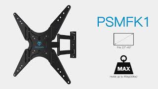 How to Install PERLESMITH PSMFK1 FullMotion Corner TV Mount [upl. by Maxa]